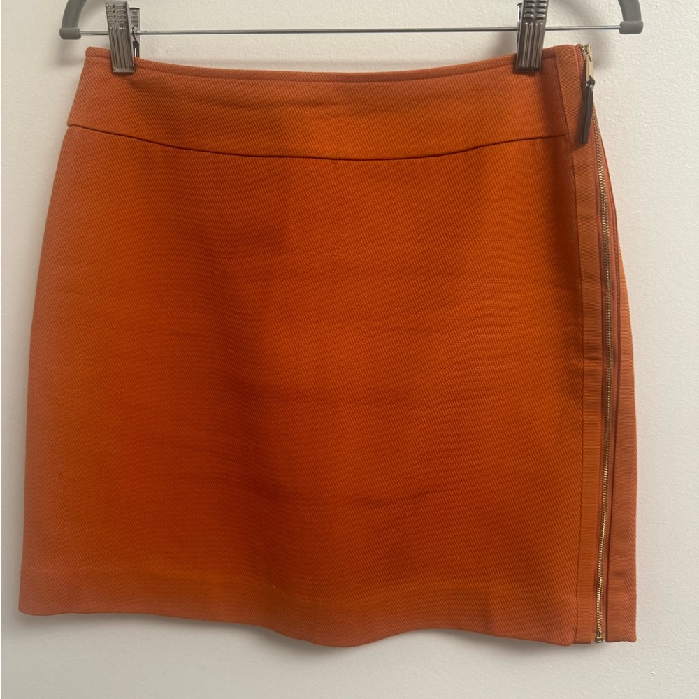 Ann Taylor Burnt Orange Mini Skirt with Zipper Accent - Women’s Size 4